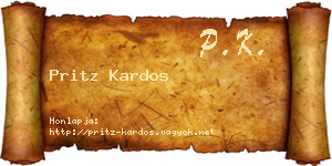 Pritz Kardos névjegykártya
